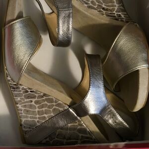 Silver Wedge Sandals 9 And Co. Size 10 New W Box